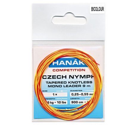 Hanák Competition Czech Nymph monofilný zužovaný náväzec 9 m