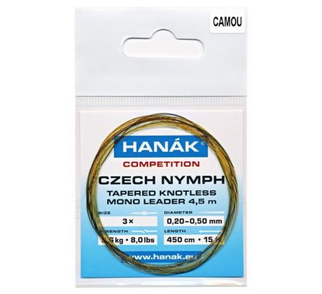 Hanák Competition Czech Nymph monofilný zužovaný náväzec 4,5m
