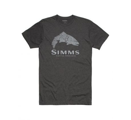 Tričko Simms Wood Trout Fill T-Shirt Charcoal Heather