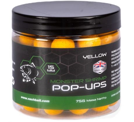 Nash Plávajúce Boilie Pop Ups Monster Shrimp Yellow 75 g