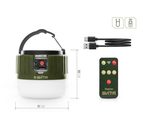 Kempingová lampa s ovládačom Delphin SVITA 4W/3600mAh